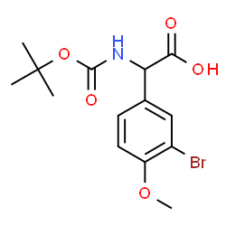 ChemSpider 2D Image | (3-Bromo-4-methoxyphenyl)({[(2-methyl-2-propanyl)oxy]carbonyl}amino)acetic acid | C14H18BrNO5