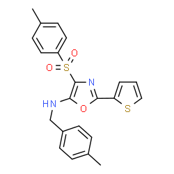 ChemSpider 2D Image | N-(4-Methylbenzyl)-4-[(4-methylphenyl)sulfonyl]-2-(2-thienyl)-1,3-oxazol-5-amine | C22H20N2O3S2