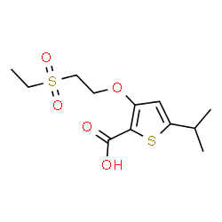 ChemSpider 2D Image | 3-[2-(Ethylsulfonyl)ethoxy]-5-isopropyl-2-thiophenecarboxylic acid | C12H18O5S2