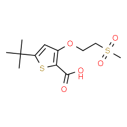 ChemSpider 2D Image | 5-(2-Methyl-2-propanyl)-3-[2-(methylsulfonyl)ethoxy]-2-thiophenecarboxylic acid | C12H18O5S2