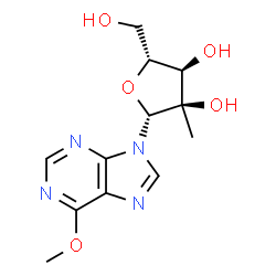 ChemSpider 2D Image | 6-Methoxy-9-(2-C-methyl-beta-D-ribofuranosyl)-9H-purine | C12H16N4O5