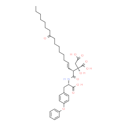 ChemSpider 2D Image | (2S)-2-[(2S,3E)-1-{[(1S)-1-Carboxy-2-(4-phenoxyphenyl)ethyl]amino}-1,11-dioxo-3-octadecen-2-yl]-2-hydroxysuccinic acid | C37H49NO10
