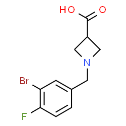 ChemSpider 2D Image | 1-(3-Bromo-4-fluorobenzyl)-3-azetidinecarboxylic acid | C11H11BrFNO2