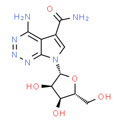 ChemSpider 2D Image | 4-Amino-7-(beta-D-ribofuranosyl)-7H-pyrrolo[2,3-d][1,2,3]triazine-5-carboxamide | C11H14N6O5