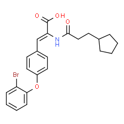 ChemSpider 2D Image | (2Z)-3-[4-(2-Bromophenoxy)phenyl]-2-[(3-cyclopentylpropanoyl)amino]acrylic acid | C23H24BrNO4