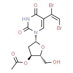 ChemSpider 2D Image | 3'-O-Acetyl-2'-deoxy-5-[(E)-1,2-dibromovinyl]uridine | C13H14Br2N2O6