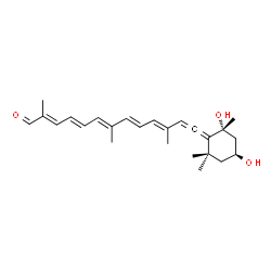 ChemSpider 2D Image | (3S,5R,6R)-3,5-dihydroxy-6,7-didehydro-5,6-dihydro-12'-apo-beta-caroten-12'-al | C25H34O3