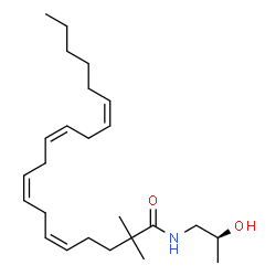 ChemSpider 2D Image | (5Z,8Z,11Z,14Z)-N-[(2S)-2-Hydroxypropyl]-2,2-dimethyl-5,8,11,14-icosatetraenamide | C25H43NO2