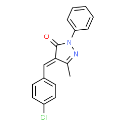 ChemSpider 2D Image | 4-(4-Chloro-benzylidene)-5-methyl-2-phenyl-2,4-dihydro-pyrazol-3-one | C17H13ClN2O