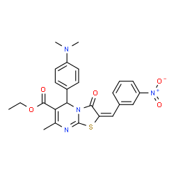 ChemSpider 2D Image | Ethyl (2E)-5-[4-(dimethylamino)phenyl]-7-methyl-2-(3-nitrobenzylidene)-3-oxo-2,3-dihydro-5H-[1,3]thiazolo[3,2-a]pyrimidine-6-carboxylate | C25H24N4O5S