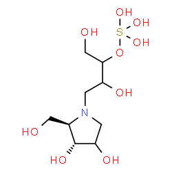 ChemSpider 2D Image | (2R,3R)-1-{2,4-Dihydroxy-3-[(trihydroxy-lambda~4~-sulfanyl)oxy]butyl}-2-(hydroxymethyl)-3,4-pyrrolidinediol | C9H21NO9S