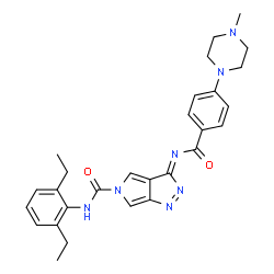 ChemSpider 2D Image | (3Z)-N-(2,6-Diethylphenyl)-3-{[4-(4-methyl-1-piperazinyl)benzoyl]imino}pyrrolo[3,4-c]pyrazole-5(3H)-carboxamide | C28H31N7O2