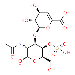 ChemSpider 2D Image | 2-Acetamido-2-deoxy-3-O-(4-deoxy-alpha-L-threo-hex-4-enopyranuronosyl)-4-O-sulfo-alpha-D-galactopyranose | C14H21NO14S