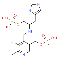 ChemSpider 2D Image | [5-Hydroxy-4-({[1-(1H-imidazol-5-yl)-3-(phosphonooxy)-2-propanyl]amino}methyl)-6-methyl-3-pyridinyl]methyl dihydrogen phosphate | C14H22N4O9P2