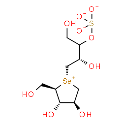 ChemSpider 2D Image | [({(3S)-4-[(2R,3S,4S)-3,4-Dihydroxy-2-(hydroxymethyl)tetrahydro-1-selenopheniumyl]-1,3-dihydroxy-2-butanyl}oxy)-lambda~4~-sulfanetriyl]trioxidanide | C9H18O9SSe