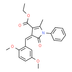 ChemSpider 2D Image | Ethyl (4Z)-4-(2,5-dimethoxybenzylidene)-2-methyl-5-oxo-1-phenyl-4,5-dihydro-1H-pyrrole-3-carboxylate | C23H23NO5