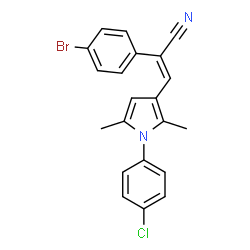 ChemSpider 2D Image | (2E)-2-(4-Bromophenyl)-3-[1-(4-chlorophenyl)-2,5-dimethyl-1H-pyrrol-3-yl]acrylonitrile | C21H16BrClN2