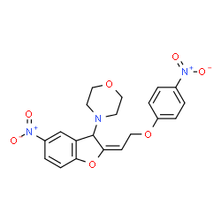 ChemSpider 2D Image | 4-{(2E)-5-Nitro-2-[2-(4-nitrophenoxy)ethylidene]-2,3-dihydro-1-benzofuran-3-yl}morpholine | C20H19N3O7