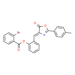 ChemSpider 2D Image | 2-{(Z)-[2-(4-Methylphenyl)-5-oxo-1,3-oxazol-4(5H)-ylidene]methyl}phenyl 2-bromobenzoate | C24H16BrNO4