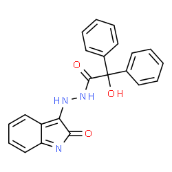 ChemSpider 2D Image | 2-Hydroxy-N'-(2-oxo-2H-indol-3-yl)-2,2-diphenylacetohydrazide | C22H17N3O3