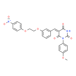 ChemSpider 2D Image | (5Z)-1-(4-Methoxyphenyl)-5-{3-[2-(4-nitrophenoxy)ethoxy]benzylidene}-2,4,6(1H,3H,5H)-pyrimidinetrione | C26H21N3O8