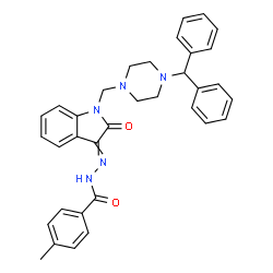 ChemSpider 2D Image | N'-(1-{[4-(Diphenylmethyl)-1-piperazinyl]methyl}-2-oxo-1,2-dihydro-3H-indol-3-ylidene)-4-methylbenzohydrazide | C34H33N5O2