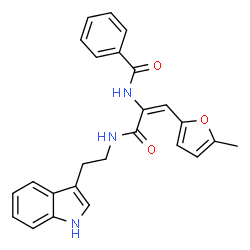 ChemSpider 2D Image | N-[(1E)-3-{[2-(1H-Indol-3-yl)ethyl]amino}-1-(5-methyl-2-furyl)-3-oxo-1-propen-2-yl]benzamide | C25H23N3O3
