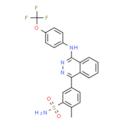 ChemSpider 2D Image | 2-Methyl-5-(4-{[4-(trifluoromethoxy)phenyl]amino}-1-phthalazinyl)benzenesulfonamide | C22H17F3N4O3S