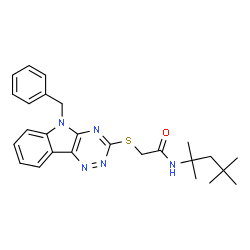 ChemSpider 2D Image | 2-[(5-Benzyl-5H-[1,2,4]triazino[5,6-b]indol-3-yl)sulfanyl]-N-(2,4,4-trimethyl-2-pentanyl)acetamide | C26H31N5OS