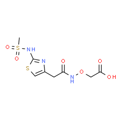ChemSpider 2D Image | {[({2-[(Methylsulfonyl)amino]-1,3-thiazol-4-yl}acetyl)amino]oxy}acetic acid | C8H11N3O6S2