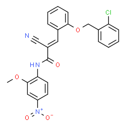 ChemSpider 2D Image | (2E)-3-{2-[(2-Chlorobenzyl)oxy]phenyl}-2-cyano-N-(2-methoxy-4-nitrophenyl)acrylamide | C24H18ClN3O5