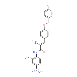 ChemSpider 2D Image | (2E)-3-{4-[(4-Chlorobenzyl)oxy]phenyl}-2-cyano-N-(2-methoxy-4-nitrophenyl)acrylamide | C24H18ClN3O5
