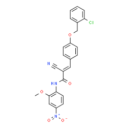 ChemSpider 2D Image | (2E)-3-{4-[(2-Chlorobenzyl)oxy]phenyl}-2-cyano-N-(2-methoxy-4-nitrophenyl)acrylamide | C24H18ClN3O5
