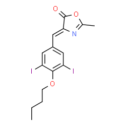 ChemSpider 2D Image | (4Z)-4-(4-Butoxy-3,5-diiodobenzylidene)-2-methyl-1,3-oxazol-5(4H)-one | C15H15I2NO3