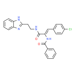ChemSpider 2D Image | N-[(1Z)-3-{[2-(1H-Benzimidazol-2-yl)ethyl]amino}-1-(4-chlorophenyl)-3-oxo-1-propen-2-yl]benzamide | C25H21ClN4O2