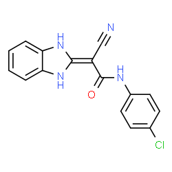 ChemSpider 2D Image | N-(4-Chlorophenyl)-2-cyano-2-(1,3-dihydro-2H-benzimidazol-2-ylidene)acetamide | C16H11ClN4O