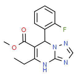 ChemSpider 2D Image | Methyl 5-ethyl-7-(2-fluorophenyl)-1,7-dihydro[1,2,4]triazolo[1,5-a]pyrimidine-6-carboxylate | C15H15FN4O2