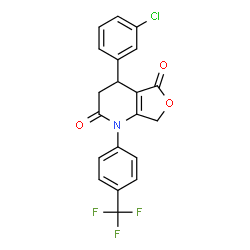 ChemSpider 2D Image | 4-(3-Chlorophenyl)-1-[4-(trifluoromethyl)phenyl]-4,7-dihydrofuro[3,4-b]pyridine-2,5(1H,3H)-dione | C20H13ClF3NO3