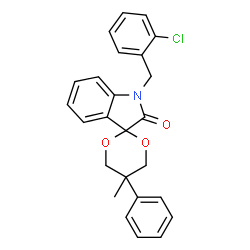 ChemSpider 2D Image | 1'-(2-Chlorobenzyl)-5-methyl-5-phenylspiro[1,3-dioxane-2,3'-indol]-2'(1'H)-one | C25H22ClNO3