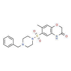 ChemSpider 2D Image | 6-[(4-Benzyl-1-piperazinyl)sulfonyl]-7-methyl-2H-1,4-benzoxazin-3(4H)-one | C20H23N3O4S
