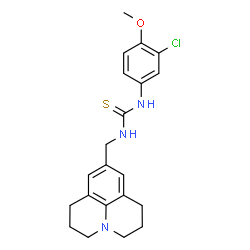 ChemSpider 2D Image | 1-(3-Chloro-4-methoxyphenyl)-3-(2,3,6,7-tetrahydro-1H,5H-pyrido[3,2,1-ij]quinolin-9-ylmethyl)thiourea | C21H24ClN3OS