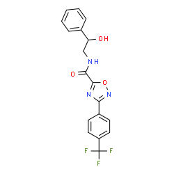 ChemSpider 2D Image | N-(2-Hydroxy-2-phenylethyl)-3-[4-(trifluoromethyl)phenyl]-1,2,4-oxadiazole-5-carboxamide | C18H14F3N3O3