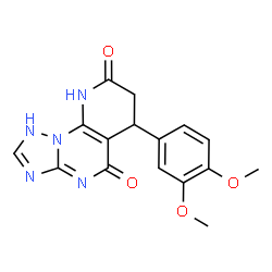 ChemSpider 2D Image | 6-(3,4-Dimethoxyphenyl)-6,9-dihydropyrido[3,2-e][1,2,4]triazolo[1,5-a]pyrimidine-5,8(1H,7H)-dione | C16H15N5O4