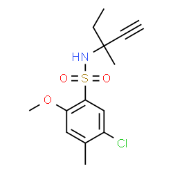 ChemSpider 2D Image | 5-Chloro-2-methoxy-4-methyl-N-(3-methyl-1-pentyn-3-yl)benzenesulfonamide | C14H18ClNO3S