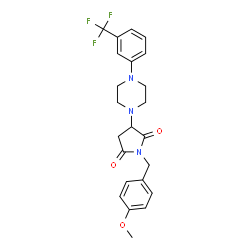 ChemSpider 2D Image | 1-(4-Methoxybenzyl)-3-{4-[3-(trifluoromethyl)phenyl]-1-piperazinyl}-2,5-pyrrolidinedione | C23H24F3N3O3