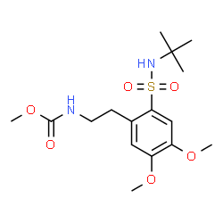 ChemSpider 2D Image | Methyl (2-{4,5-dimethoxy-2-[(2-methyl-2-propanyl)sulfamoyl]phenyl}ethyl)carbamate | C16H26N2O6S