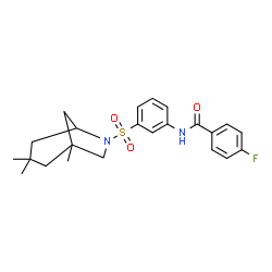 ChemSpider 2D Image | 4-Fluoro-N-{3-[(1,3,3-trimethyl-6-azabicyclo[3.2.1]oct-6-yl)sulfonyl]phenyl}benzamide | C23H27FN2O3S