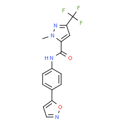 ChemSpider 2D Image | 1-Methyl-N-[4-(1,2-oxazol-5-yl)phenyl]-3-(trifluoromethyl)-1H-pyrazole-5-carboxamide | C15H11F3N4O2