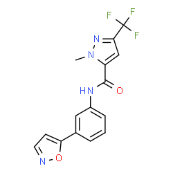 ChemSpider 2D Image | 1-Methyl-N-[3-(1,2-oxazol-5-yl)phenyl]-3-(trifluoromethyl)-1H-pyrazole-5-carboxamide | C15H11F3N4O2