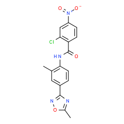 ChemSpider 2D Image | 2-Chloro-N-[2-methyl-4-(5-methyl-1,2,4-oxadiazol-3-yl)phenyl]-4-nitrobenzamide | C17H13ClN4O4
